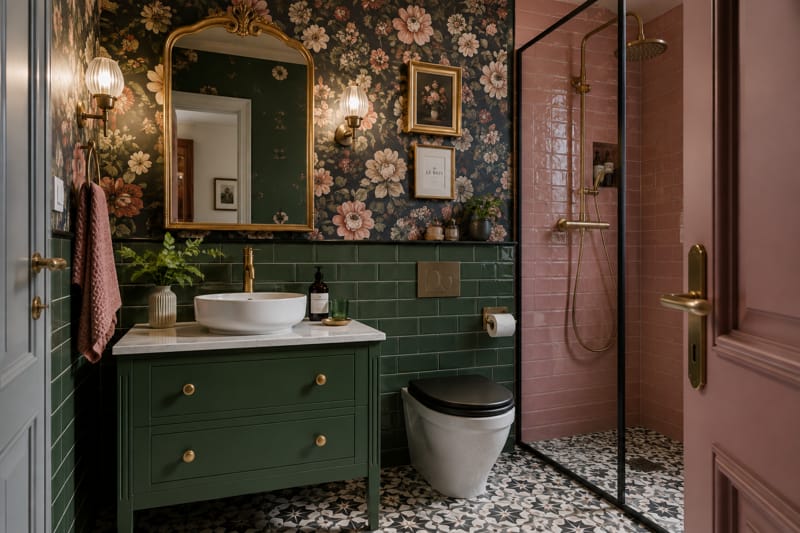 bagno vintage massimalista